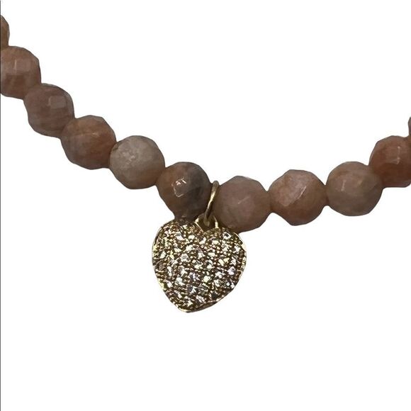 Kesi Jewels Macy's HE4 Rose Quartz Pave Crystal Gold-Tone Heart Bead Bracelet - Picture 3 of 4